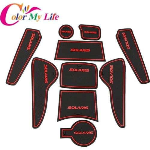 Color My Life 14Pcs/Set Car Gate Slot Pad Fit for Hyundai Solaris 2011-2016 Door Groove Mat Interior Non-slip Mats Dust Mat
