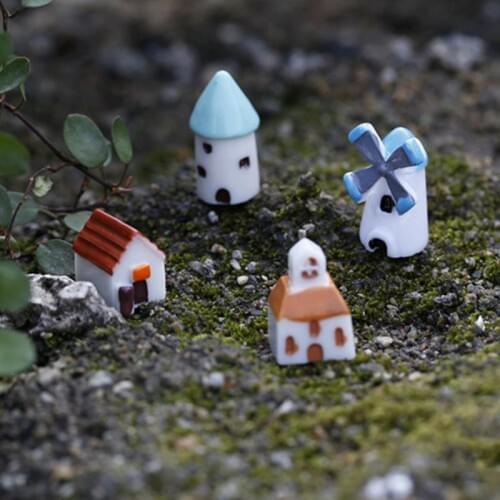 Hot 1pc Simulation House Kawaii Mini For Garden Willow Sakura Plastic Microlandscape Setting Miniatures Garden Decoration