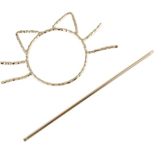Metallic Meow Style Hair Clip Slide Stick Vintage Metal Hairpins Chopstick Ponytail Bun Holder Cage Hair Accessories