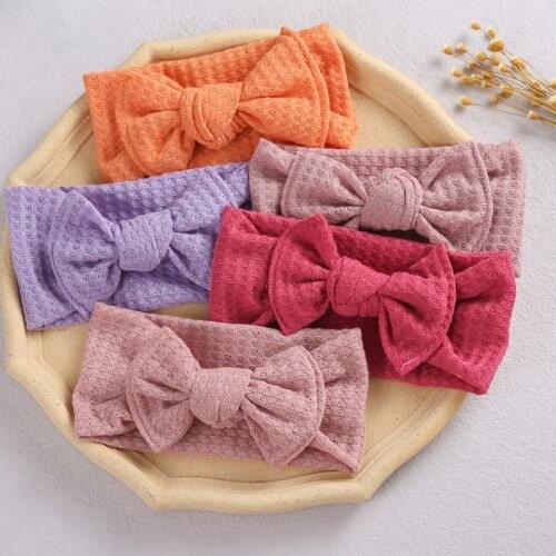 Soft Elastic Baby Headband Cute Bow Wide Baby Girl Turban Headband Solid Color Kids Headwear Infant Girls Hair Accessories