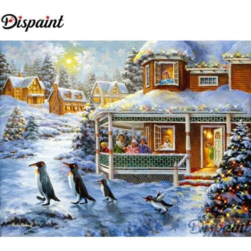 Dispaint Full Square/Round Drill 5D DIY Diamond Painting "Christmas house" 3D Embroidery Cross Stitch Home Decor Gift A11075