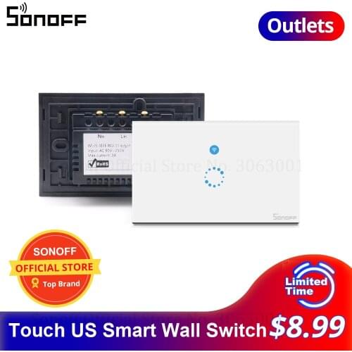 Sonoff Touch US Plug Wifi Wall Touch Light Switch Glass Touch Panel Lamp Bulbs LED Lights Switch Works With Alexa Google Home