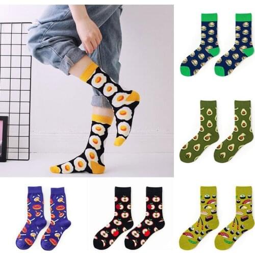 Long Socks For Women/Men Winter Cute Socks With Print Art Cute Winter Socks With Avocado Sushi Food High Quality Cotton Fashion