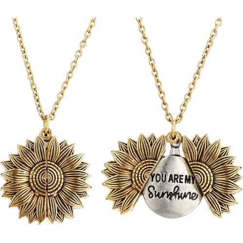 Sunflower Necklace Custom You are my sunshine Open Locket Pendant Necklace