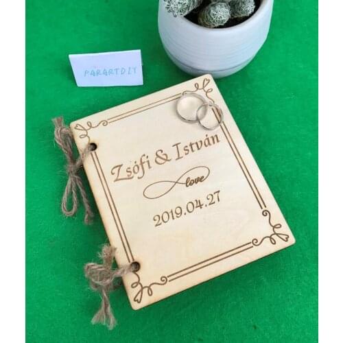 Personalize vintage book shape Wedding couples Ring Bearer Box Holders Nature Wood Ring Box For Engagement ring holders pillows
