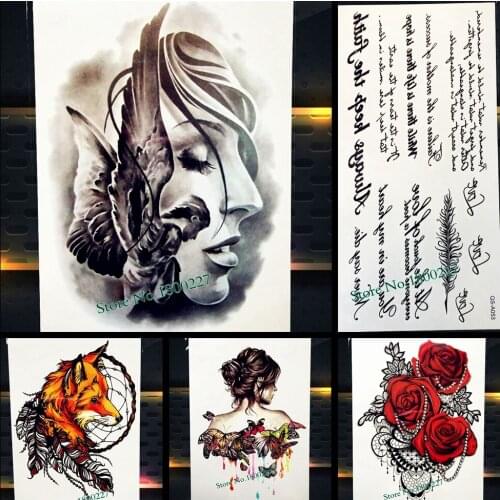 Sexy Butterfly Girl Temporary Tattoo Wings Women Body Art Fake Flash Tattoo Stickers 21*15CM Waterproof Henna Tatoo Legs Decals