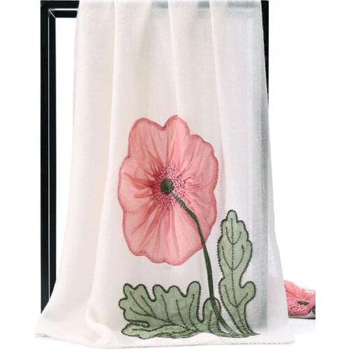 100% Merino Wool Scarf Women Handmade Embroidery Elegant Ladies Pure Warm Soft Wool Scarf White Female