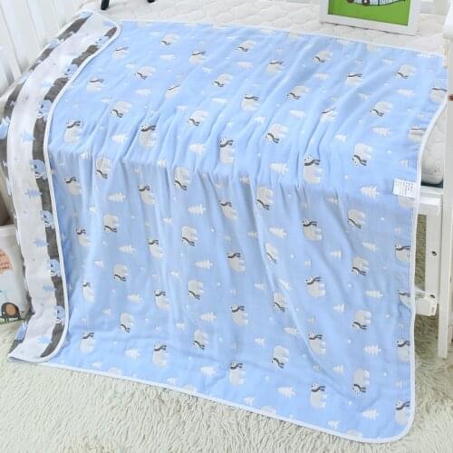 Six-layer gauze childrens soft cute square quilt 110*110cm no pilling absorb water, the baby cartoon towel quilt household