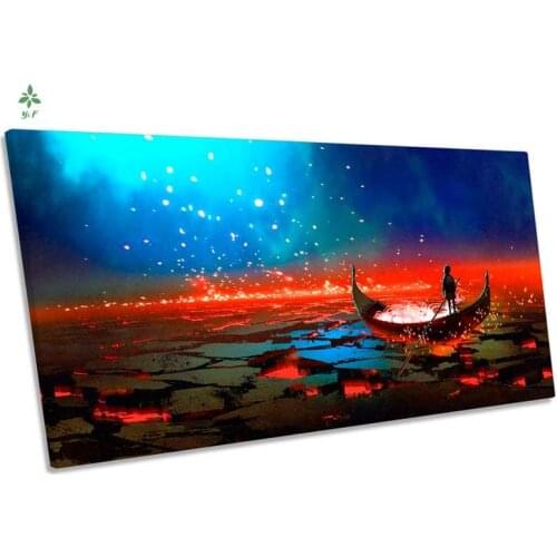 The Boat Larva Fantasy Modern Panoramic Oil Painting Wall Home Decoration Wall Hanging