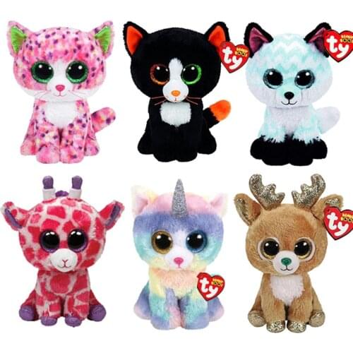 Ty Beanie Boos Big Eyes Heather Cat Dog Ladybug Octopus Plush Stuffed Animals Toy Collection Decoration Doll Gift For Kids 15CM