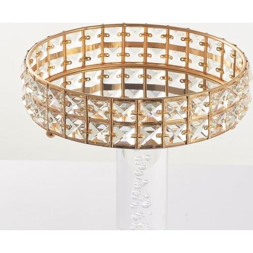 Mirrored Jewelry Tray Holder Dresser Vanity Cosmetic Organizer Plate Golden