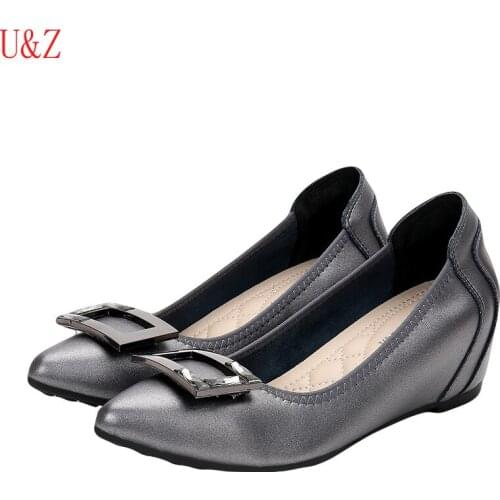 Nappa Leather women office shoes Black/Grey/Pink,New Mid Heel heighten comfy office shoes Career Female Elegant buckles Pumps