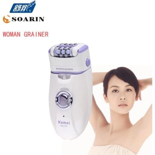 KEMEI Women Three in one Electric Epilator White Depilador Facial Epilator Hair Removal Bikini Body Tool Pedicure for Women