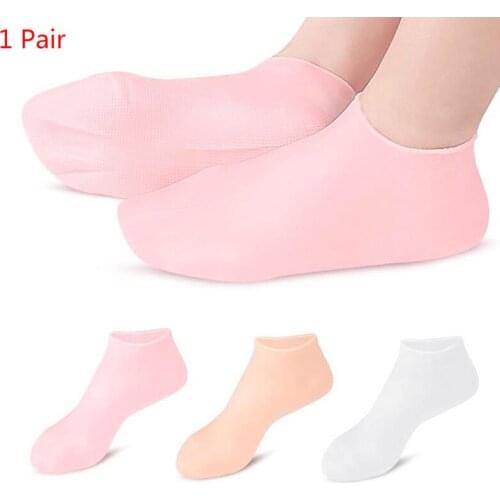 1Pair Feet Care Socks Spa Home Use Silicone Moisturizing Gel Heel Socks Cracked Foot Skin Care Protectors Anti Cracking HOT