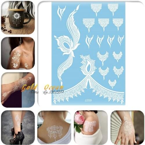 1PC High Quality Bowknot Temporary Tattoos Henna White Paste GJ209 Sexy Women Waterproof Tattoo Stickers White Ink Mehndi