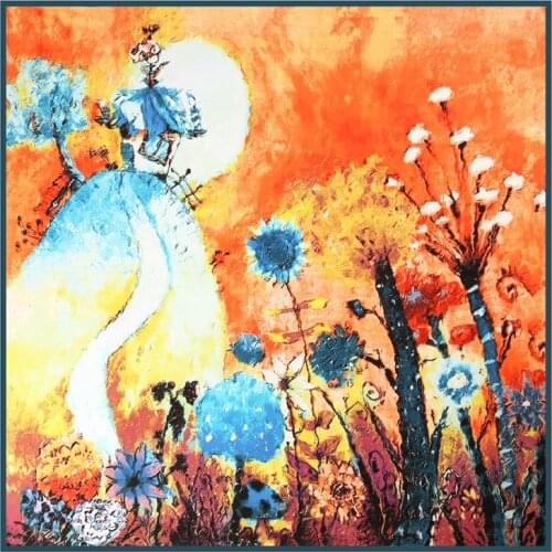 100*100cm TOP Silk superior painting Scarves Women Foulard Square Hijab Scarf Ladies Shawl wrap muffler pareo female hijab