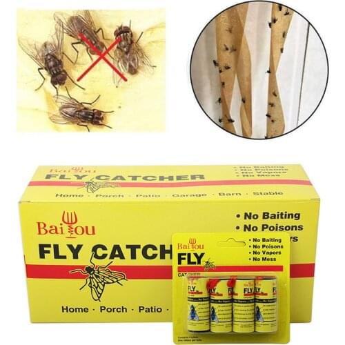 4/8/12/16Pcs Fly Sticky Paper Strip Strong Glue Flying Insect Bug Mosquitos Catcher Roll Tape