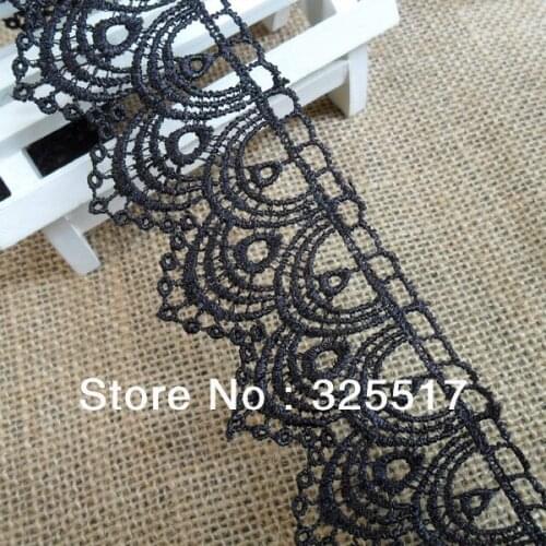4cm Black Color,Polyester water soluble embroidery lace trim,XERY006