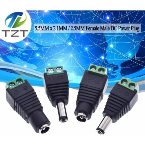 1pack 5.5MM x 2.1MM / 2.5MM Female Male DC Power Plug Adapter for 5050 3528 5060 Single Color LED Strip and CCTV Cameras
