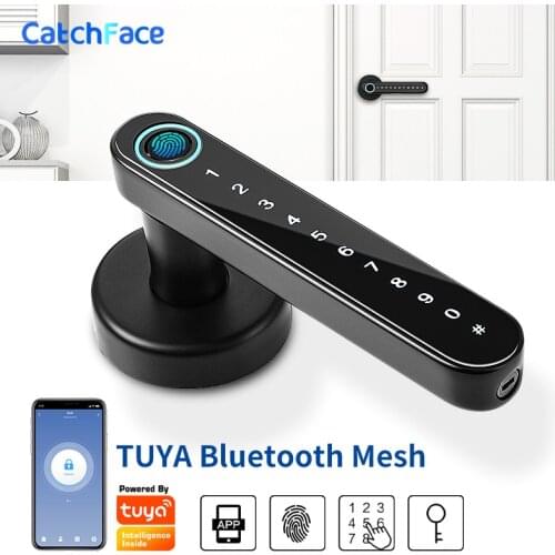 Tuya APP Biometric Fingerprint Lock Bluetooth Digital Smart Door Lock Keyless Electronic Handle Lock Mechanical Key