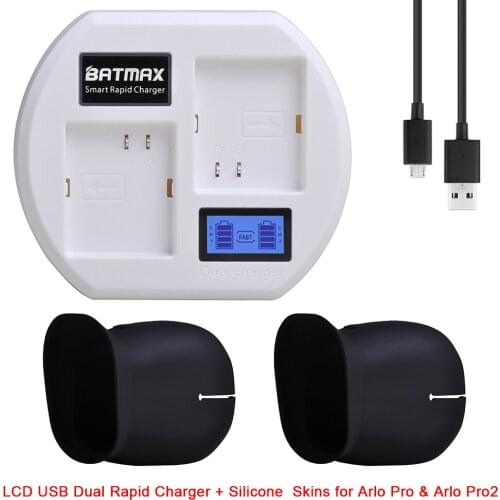LCD USB Dual Charger with Silicon Battery case for Arlo Security Light Arlo Pro Smart Home Cameras Arlo Pro 2 Arlo Go Batteries