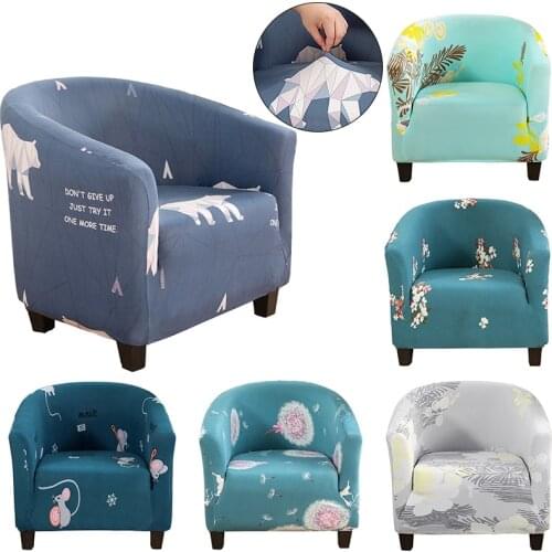Elastic Club Armchair Cover Floral Printing Club Tub Couch Cover Spandex Sofa Slipcover Washable 1-Seat Chair Protector