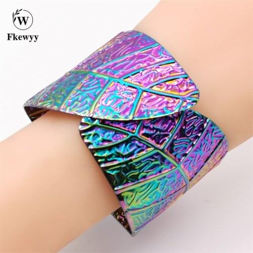 Fkewyy New Colorful Bracelets Designer Jewelry Personality Leaf Bangles For Women Charm Exaggeration Cuff Bracelet Gothic Girls