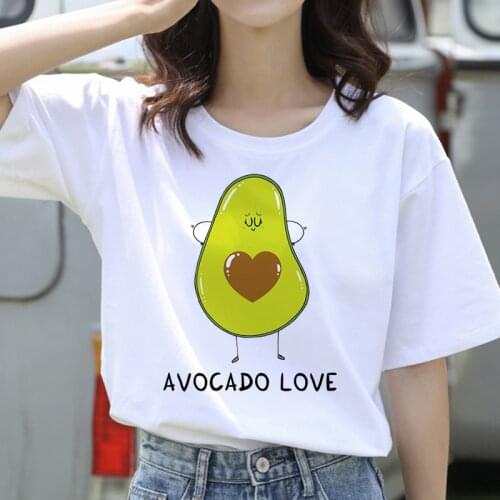 Funny Printed short sleeve t-shirt Avocado women summer fashion t-shirt Kawaii Cartoon Graphic Tshirts Girls Tops Tees Female