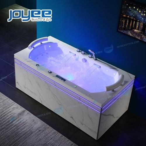 JOYEE Latest Acrylic Indoor Air Bath Spa Hot Tub with Artificial Stone Surface Side Waterfall Massage Whirlpool Bathtub Jacuzzi