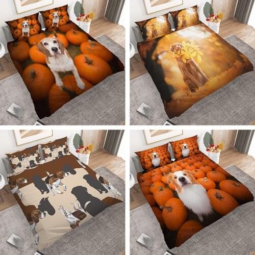Dogs Printed Duvet Cover Set Queen Super King Size Animal 2/3pcs Bedding Set Quilt Cover Bedclothes With Pillowcases For Kids
