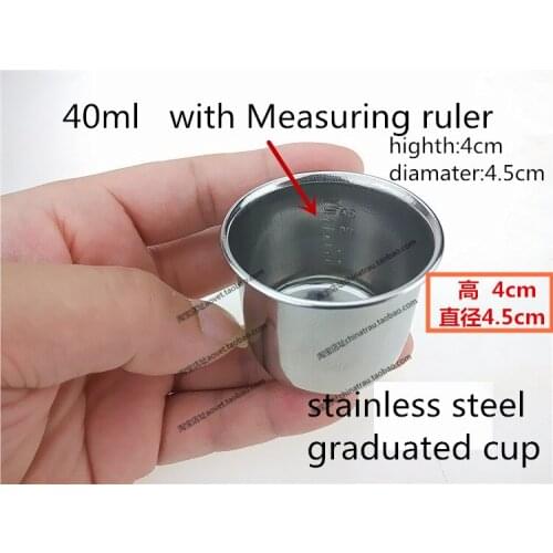 Medical stainless steel medication cup small cup measuring cup 40ml dial stainless steel measuring ruler cup take medcine cup