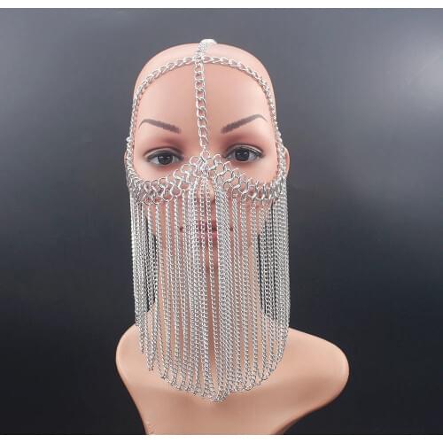 New Luxury Fashion Women Punk Multi Layer Metal Head Chain Jewelry Forehead Headband Chunky Gold Color Hair Jewelry