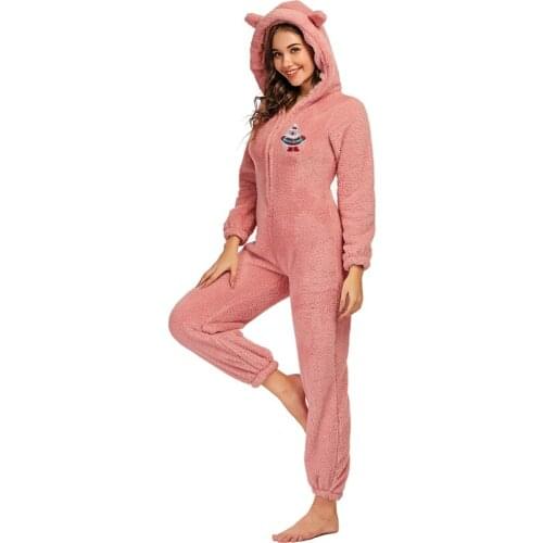 2020 New Pajamas Nightgown Womens Winter Sleepwear Long Sleeves Plus Plush Thick Plush Jumpsuit Hooded Homewear Pajamas Robes
