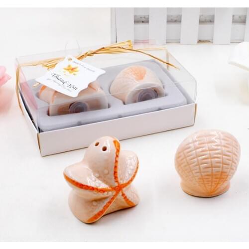 Wedding favor wholesale beach style Seashell and Starfish Salt and Pepper Shakers party gifts 200Pcs=100set SN306