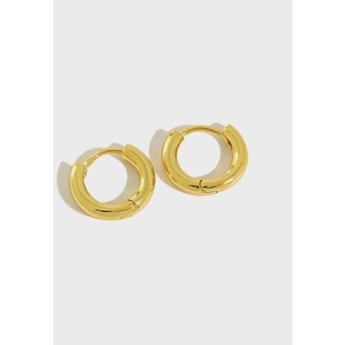 1pair 7.4MM Authentic 925 Sterling silver Gold/White Glossy LOOP circle round Hoop Huggie Earrings Fine jEWELRY TLE763