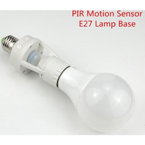PIR Motion Sensor Lamp Base 360 Degrees E27 Plug Holder Bulb Socket LED Light Sensor Switch Base Lamp Holder Day & Night 2 Modes
