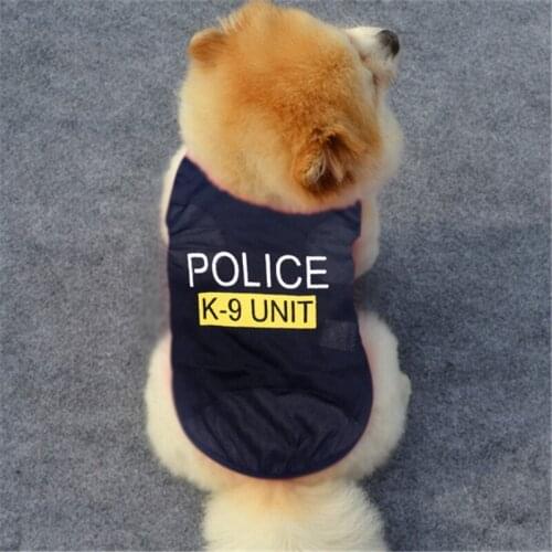 Police Suit Cosplay Dog Clothes Black Elastic Vest Puppy T-Shirt Coat Accessories Apparel Costumes Pet Clothes For Dogs Cats