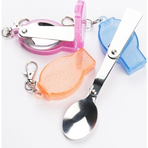 Portable Three-Folding Stainless Steel Spoon for Outdoor Camping Travel Picnic Kitchen Accessories For Home Bar Cafe