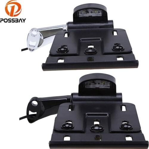 POSSBAY 8mm Motorcycle Side Mount LED License Plate Lights Brackets Cafe Racer For Harley Sportster XL883 XL1200 2004-2016