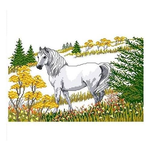 Embroidery Package Free Shipping Cross Stitch Kits The Forest Horse Animal Tree Flower