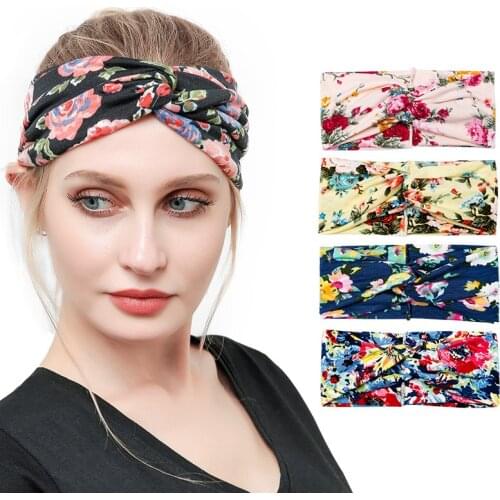 Printed Headband For Women Retro Flowers Headdress Hairbands Daily Sport Hair Bands Casual Hair Accessories Bandana Head Band
