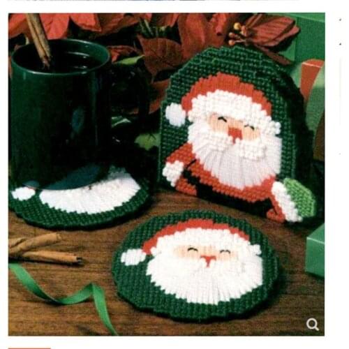 Creative yourself to do simple school handwork wool cross stitch restaurant three-dimensional embroidered coasters cute Santa
