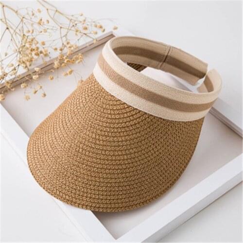 Empty Straw Hat with Stripe Pattern Bow Decoration Summer Outdoor Sun Protection Accessories