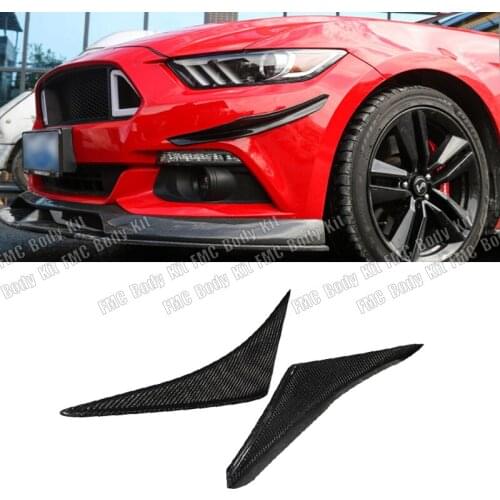 Carbon Fiber Front Bumper Splitters Side Aprons Winglet Wings for Ford Mustang 2015 2016 2017 Shark Fins Canards Car
