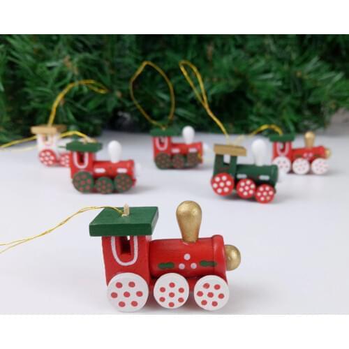 Christmas Decoration Gift Set 6 Locomotive Pendants Color Wood Crafts Christmas Tree Decoration Pendants abc203