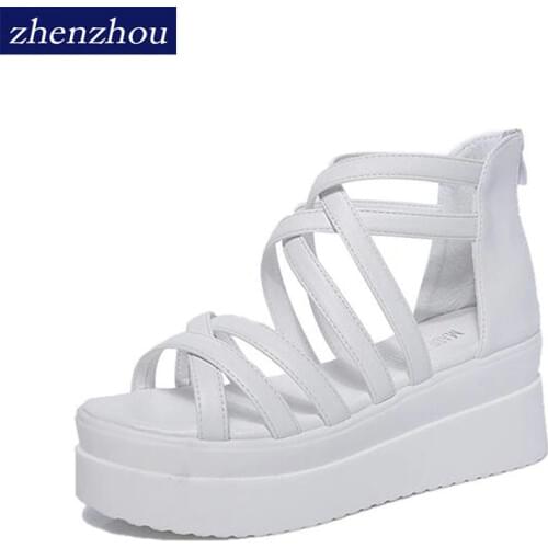 Sandalias mujer 2018 summer women sandals sponge base platform height Roman sandals white sandalia feminina sandali donna