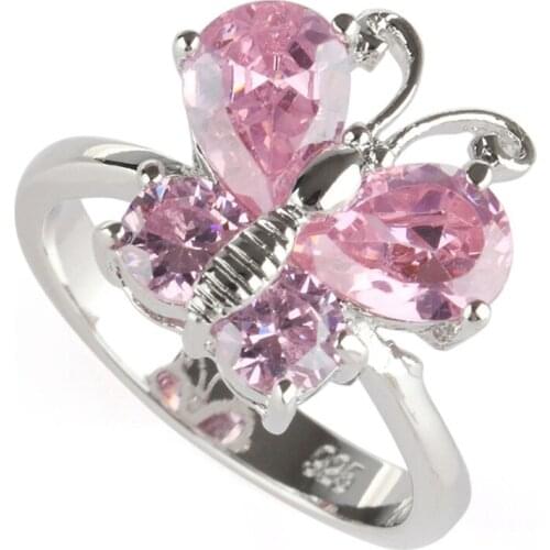 SHUNXUNZE luxury wedding rings for men and women Exquisite Gifts dropshipping Pink Cubic Zirconia Rhodium Plated R519 size 7 8 9