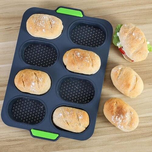 8 Grids Silicone Bread Mold Non-stick Heat Resistant French Bread Mold Flexible Baking Mould for Home Kitchen Bakeware