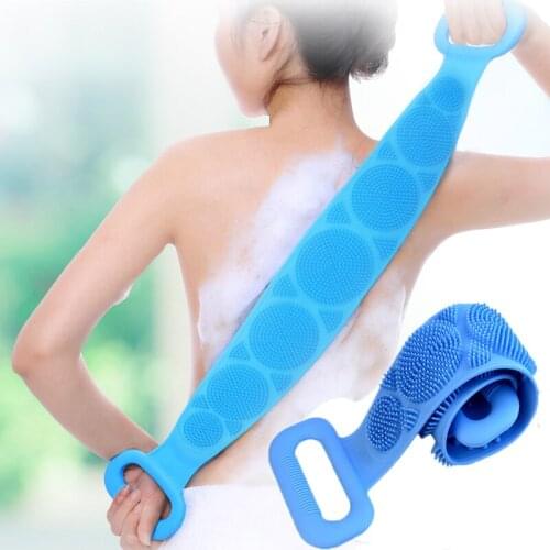 Silicone Bath Body Back Scrubber for Shower Long Bath Brush Bath Towel Back Cleaning Shower Strap Body Wash Belt for Men Women