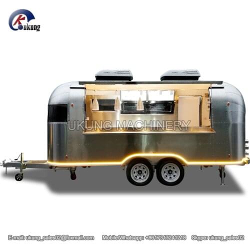 Airstream style matt stainless steel food cart, towable food trailer truck